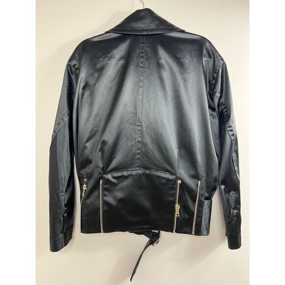 JASON WU Black Waist Belted Multi-zipper Moto Jacket Size 2 - Picture 3 of 8
